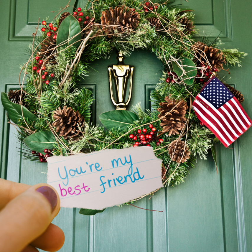 Hang a wreath with handwritten notes 